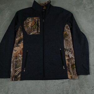 TrueTimber Jacket Mens Large‎ Gray Camo Full Zip Hunting Outdoor 100% Polyester